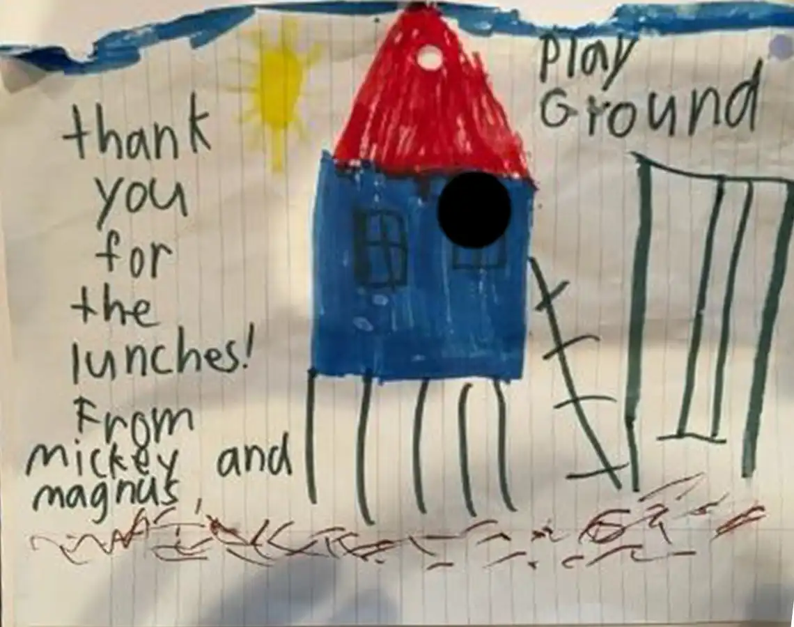 A thank you note from a child